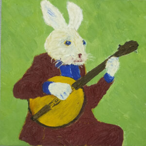 The Banjo Bunny 15×15 cm (6×6 in), oil, impasto(a10)