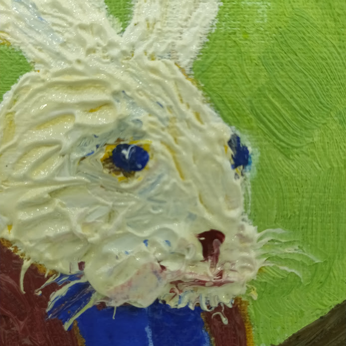 The Banjo Bunny 15×15 cm (6×6 in), oil, impasto(a10) - Image 2