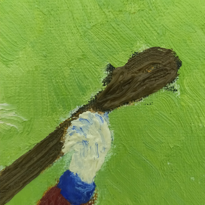 The Banjo Bunny 15×15 cm (6×6 in), oil, impasto(a10) - Image 3