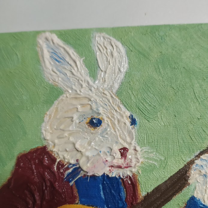 The Banjo Bunny 15×15 cm (6×6 in), oil, impasto(a10) - Image 7