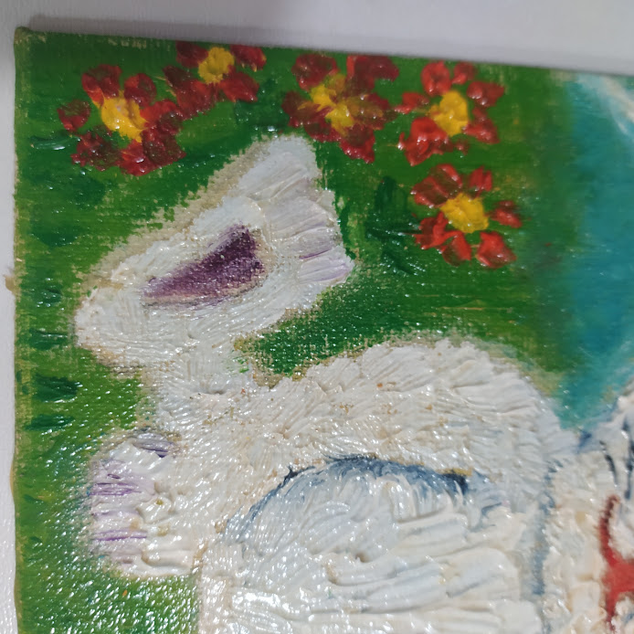 Bunny in a Flower Crown 15×15 cm (6×6 in), oil, impasto(a11) - Image 5