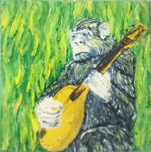 The Nostalgic Gorilla 15×15 cm (6×6 in), oil, impasto (a5)