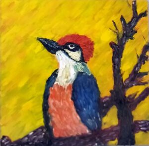 The Woodpecker Emperor 15×15 cm (6×6 in), oil, impasto(a7)