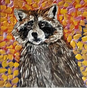 The Modest Raccoon 15×15 cm (6×6 in), oil, impasto(a9)