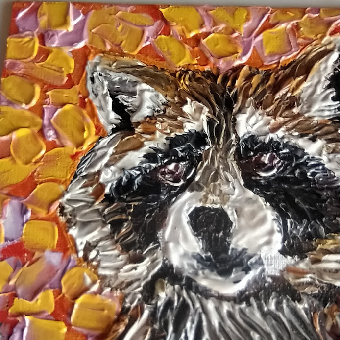 The Modest Raccoon 15×15 cm (6×6 in), oil, impasto(a9) - Image 4