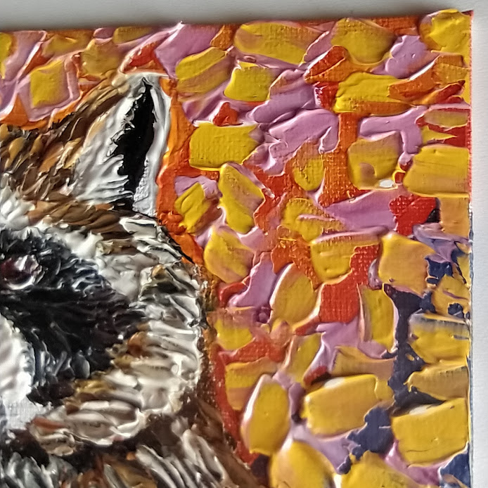 The Modest Raccoon 15×15 cm (6×6 in), oil, impasto(a9) - Image 6