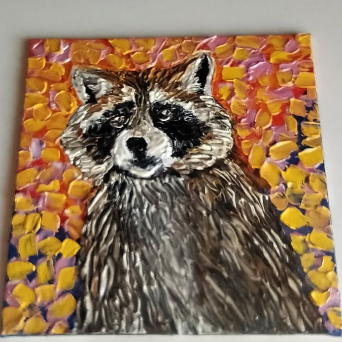 The Modest Raccoon 15×15 cm (6×6 in), oil, impasto(a9) - Image 7